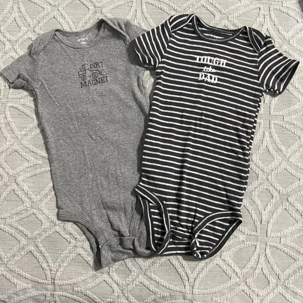 Carter's 24m Onesie Bodysuit Set Tough Like Dad & Dirt Magnet Construction
